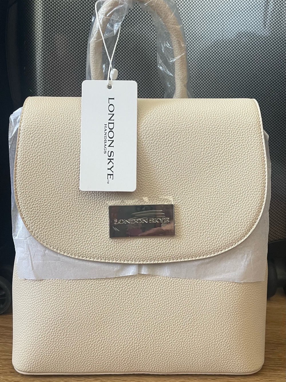 Soft Beige Top-Handle Backpack - Picture 5 of 16